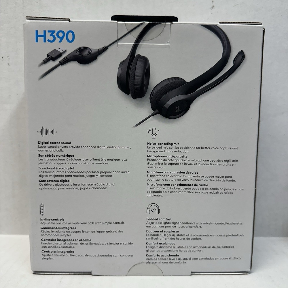 Logitech H390 USB Computer Headset with Noise-Canceling MIC‎ - Black USB-A - Picture 2 of 2